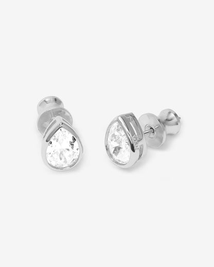 Isla 8mm Studs - Silver|White Diamondettes