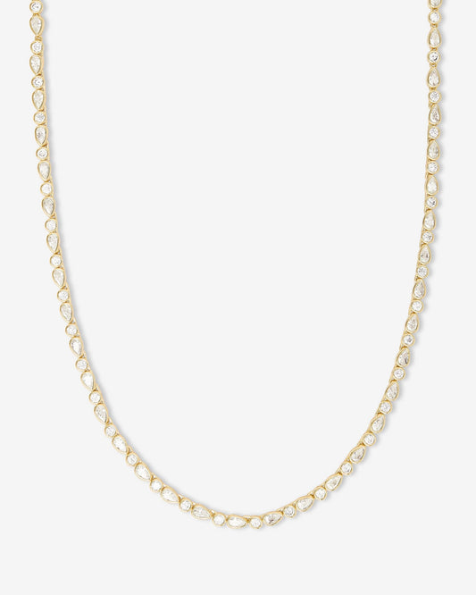 Isla Tennis Necklace 3mm - Gold|White Diamondettes