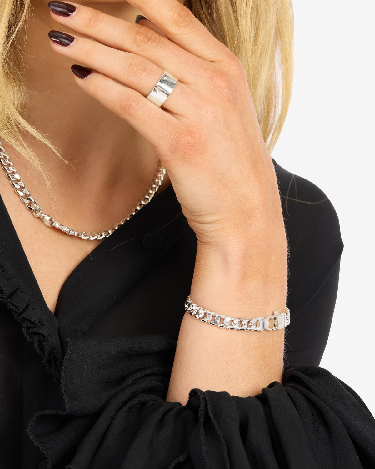 Julian Cuban Chain Bracelet 6.8mm - Silver