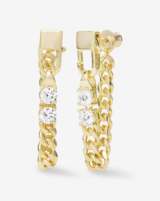 Julian Loves Diamonds 5mm Soft Chain Hoops - Gold|White Diamondettes