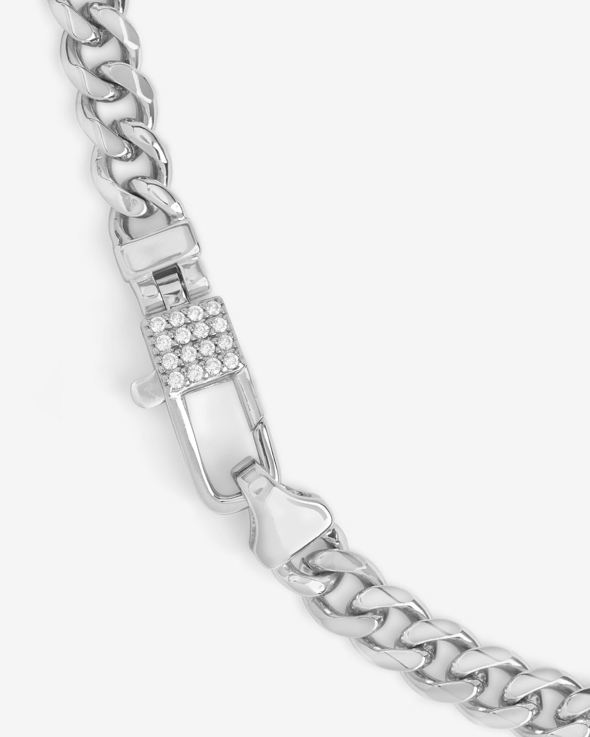 Julian Pavé Lock Necklace 5mm - Silver|White Diamondettes
