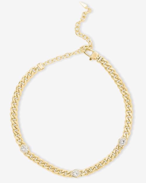 Julian Triple Diamond Choker 6.8mm - Gold|White Diamondettes