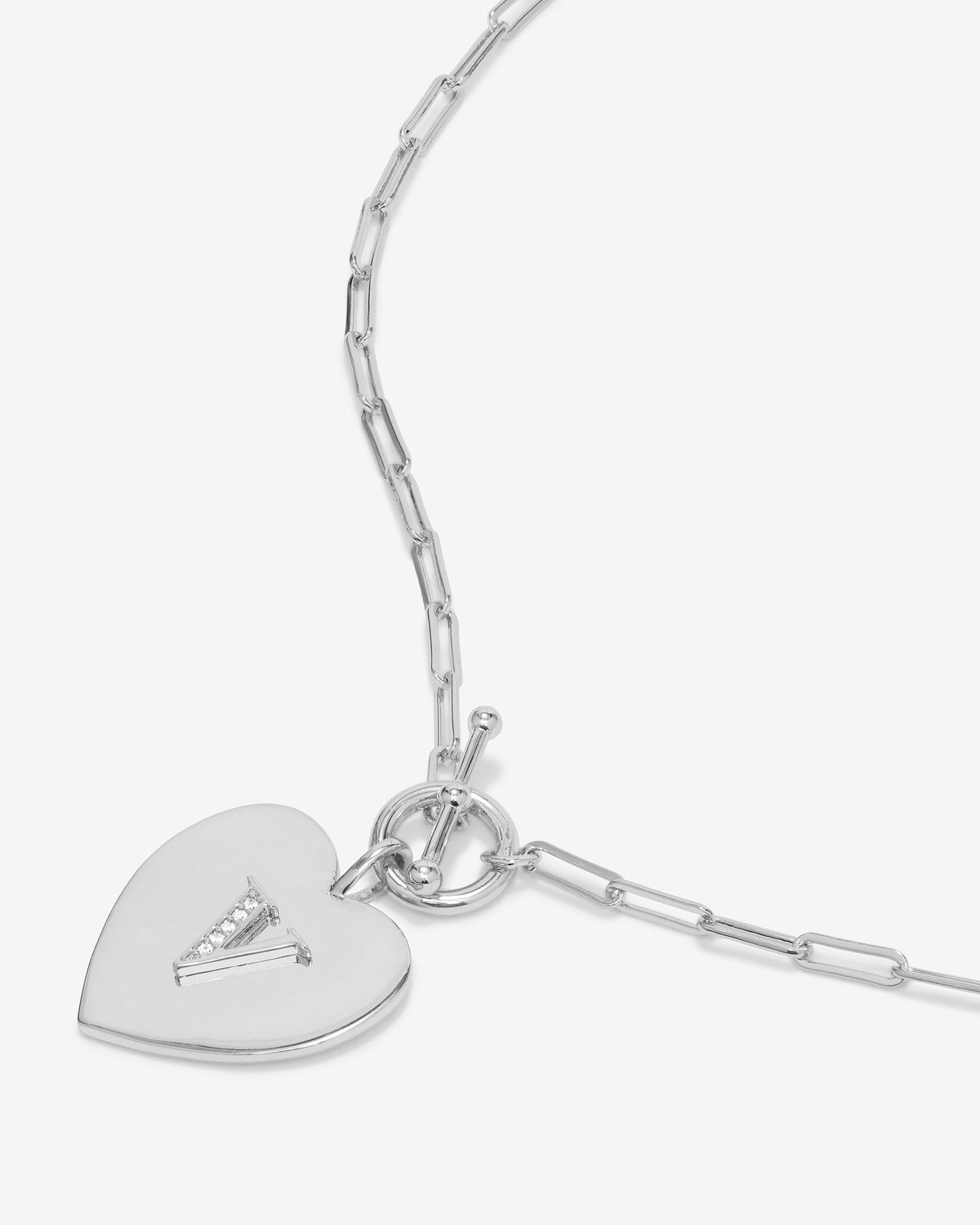 Love Letters Heart Necklace - Silver|White Diamondettes