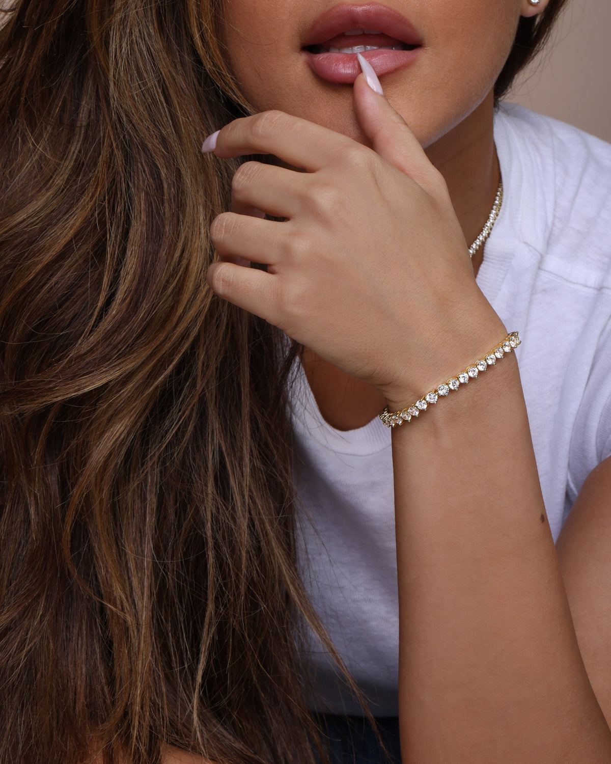 Not Your Basic Tennis Bracelet 4mm - Gold|White Diamondettes