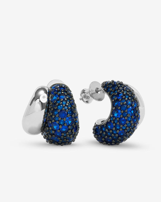 Norah Pavé Double Hoop - Silver|Blue Sapphire