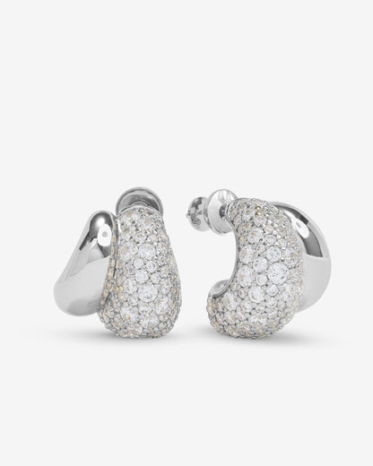 Norah Pavé Double Hoop - Silver|White Diamondettes