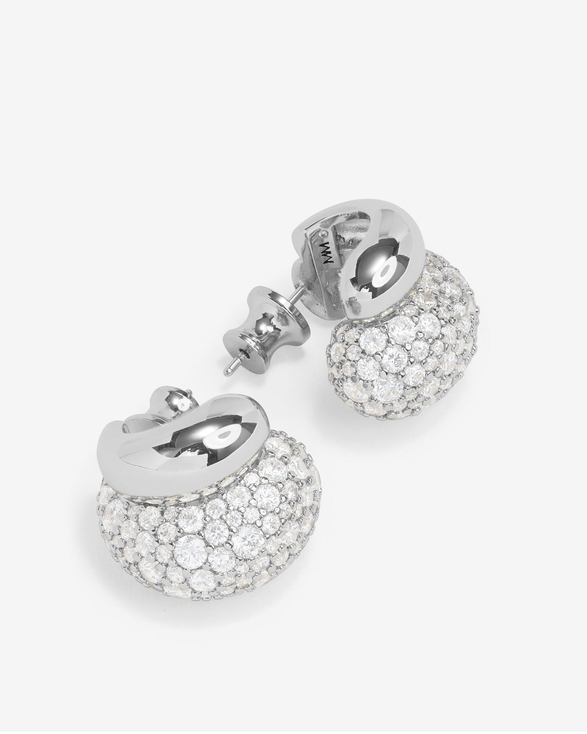Norah Pavé Double Hoop - Silver|White Diamondettes