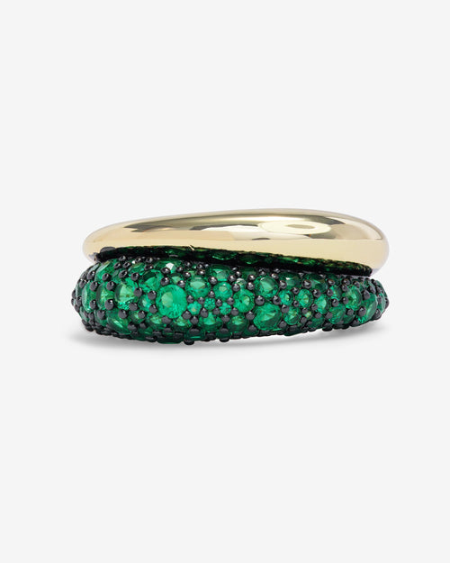 Norah Pavé Double Ring - Gold|Emerald