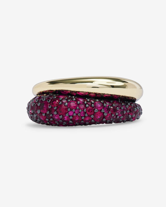 Norah Pavé Double Ring - Gold|Ruby