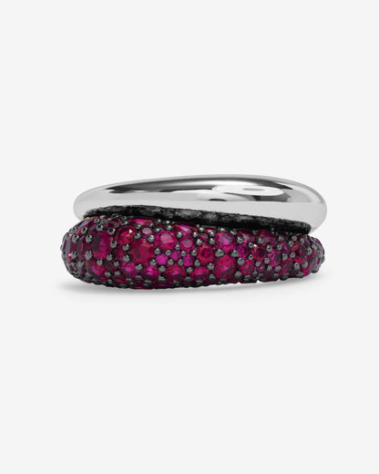 Norah Pavé Double Ring - Silver|Ruby