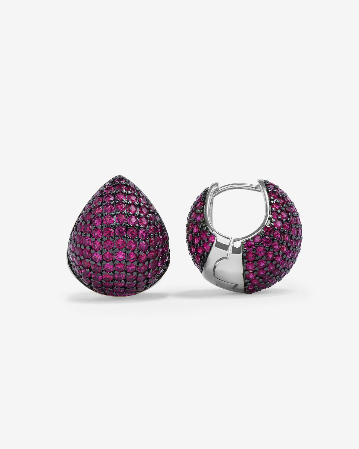 Norah Pavé Earrings - Silver|Ruby