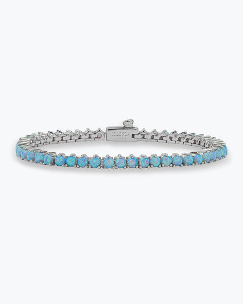 Not Your Basic Tennis Bracelet 3mm - Silver|Blue Opal
