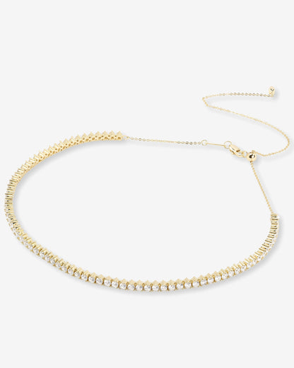 Not Your Basic Tennis Choker 3mm - Gold|White Diamondettes