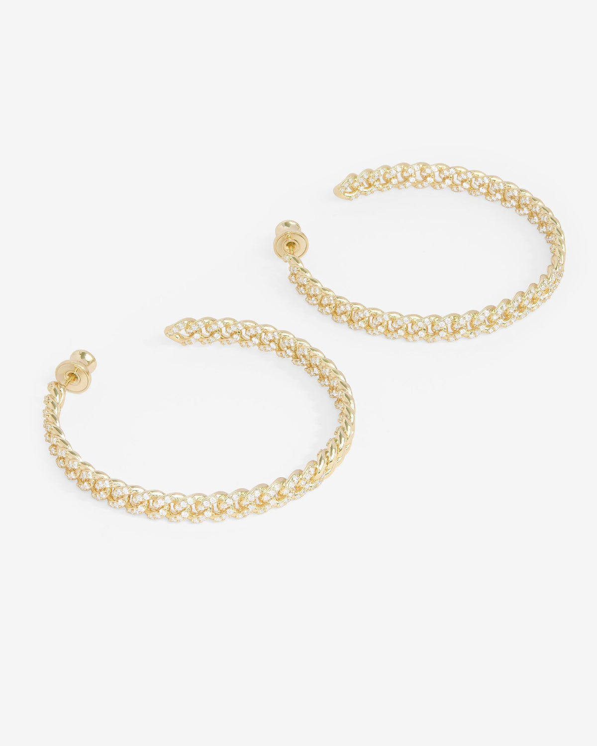 Pavé Julian Chain Hoops 2" - Gold|White Diamondettes