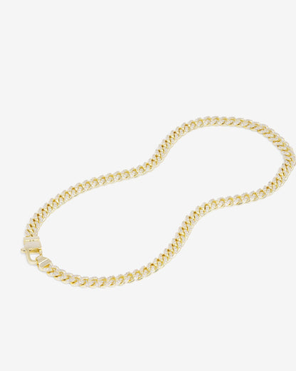 Pavé Julian Cuban Chain Necklace 6.8mm - Gold|White Diamondettes