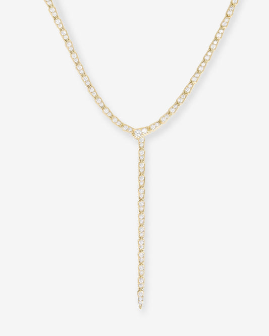 Pavé Serpent Lariat Necklace - Gold|White Diamondettes