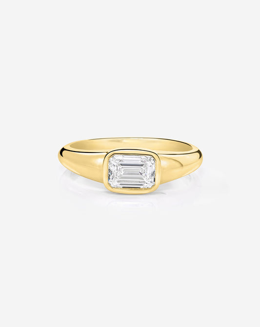 Bezel Emerald Lab Diamond Ring