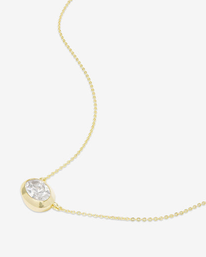 She's a Boss Pendant Necklace - Gold|White Diamondettes