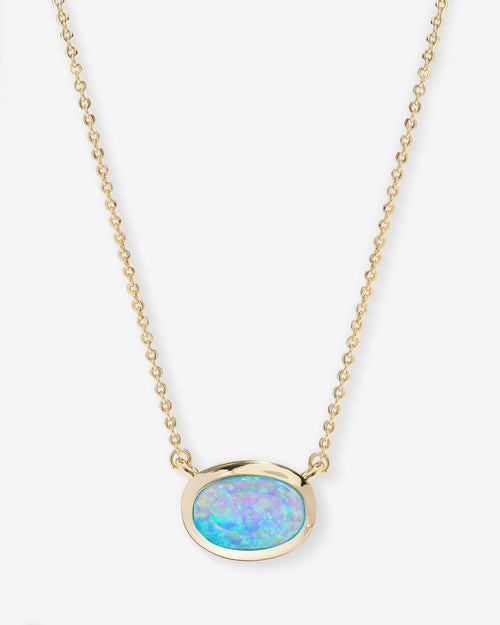 She's a Boss Pendant Necklace - Gold|Blue Opal