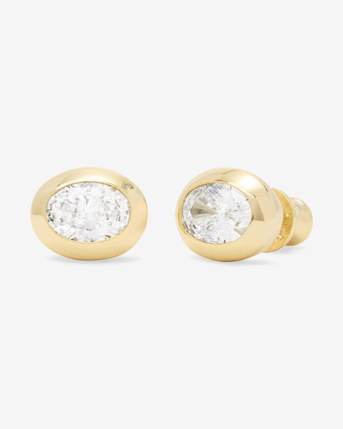She's a Boss Studs 8mm - Gold|White Diamondettes