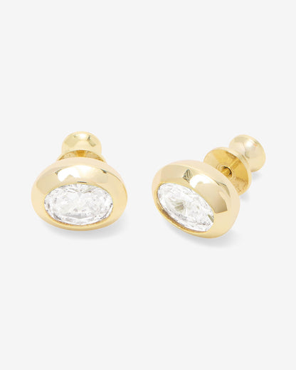 She's a Boss Studs 8mm - Gold|White Diamondettes