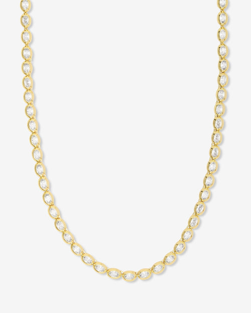 She's a Boss Tennis Necklace 4mm - Gold|White Diamondettes