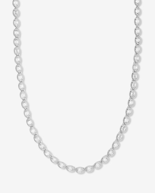 She's a Boss Tennis Necklace 4mm - Silver|White Diamondettes