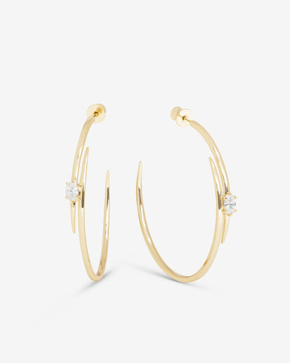 She's on Point Lasso Hoops 2" - Gold|White Diamondettes