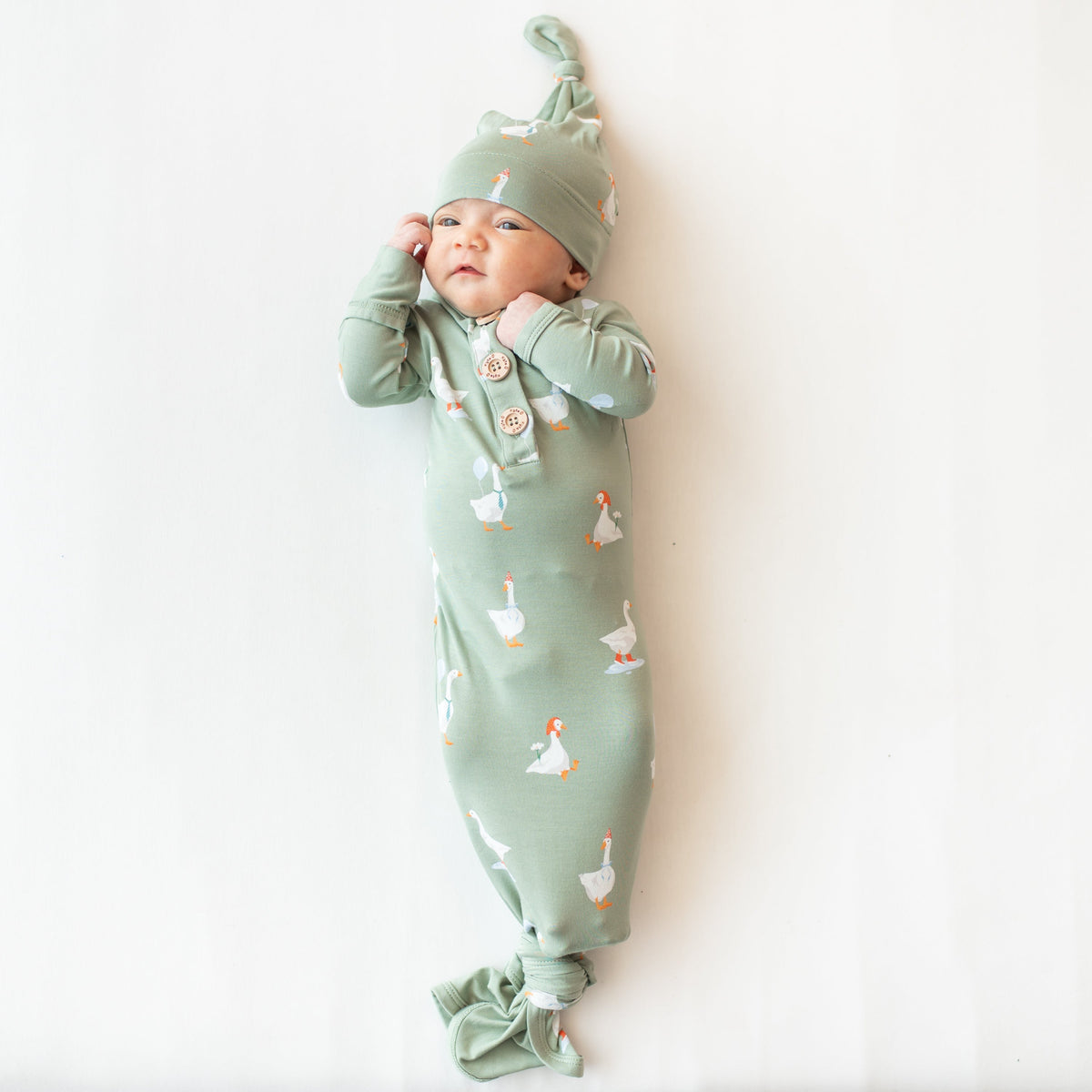 Knotted Gown with Hat Set in Silly Goose
