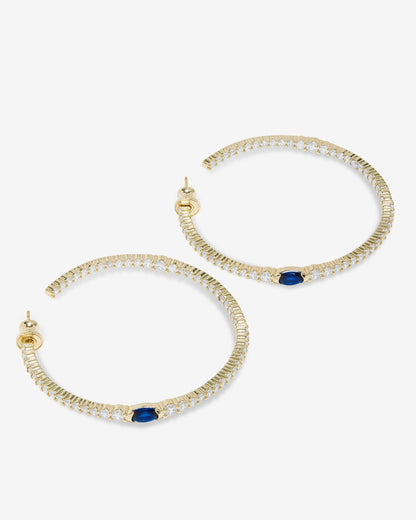 The Maven Hoops 2" - Gold|Blue Sapphire