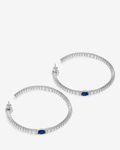 The Maven Hoops 2" - Silver|Blue Sapphire