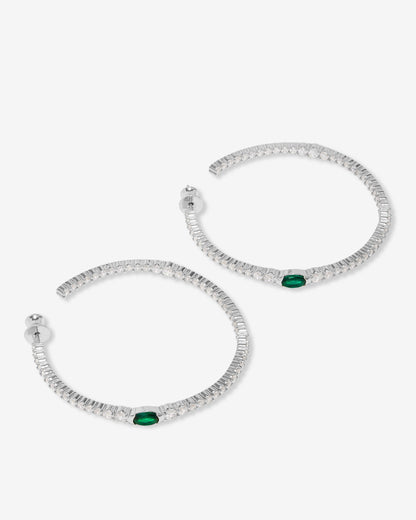The Maven Hoops 2" - Silver|Emerald