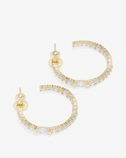 The Maven Hoops 1" - Gold|White Diamondettes