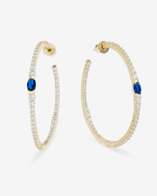 The Maven Hoops 2" - Gold|Blue Sapphire