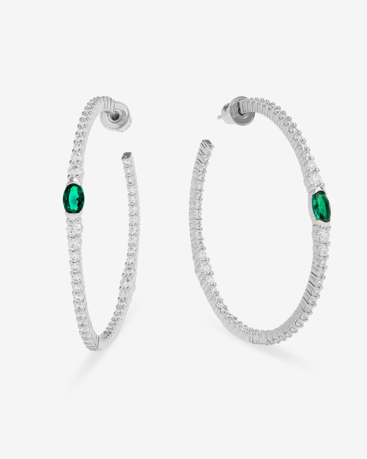 The Maven Hoops 2" - Silver|Emerald