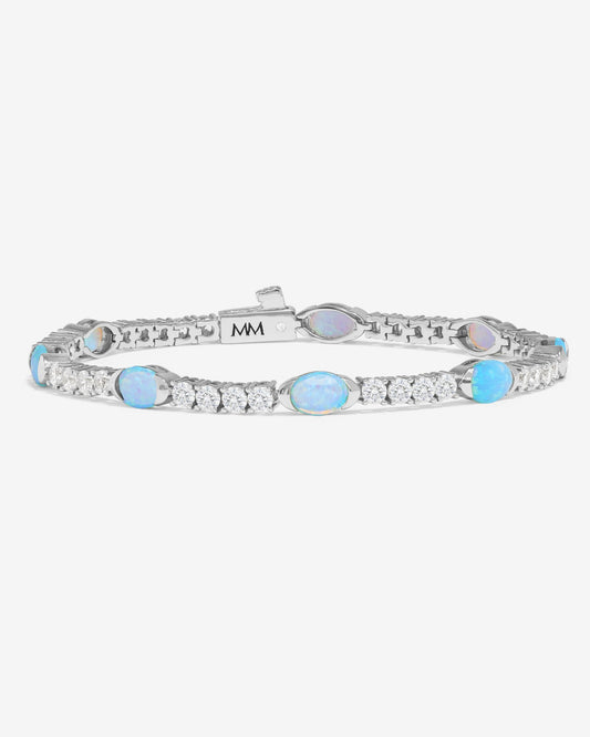 The Maven Tennis Bracelet 3mm - Silver|Blue Opal