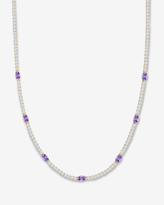 The Maven Tennis Necklace 3mm - Gold|Lavender Amethyst
