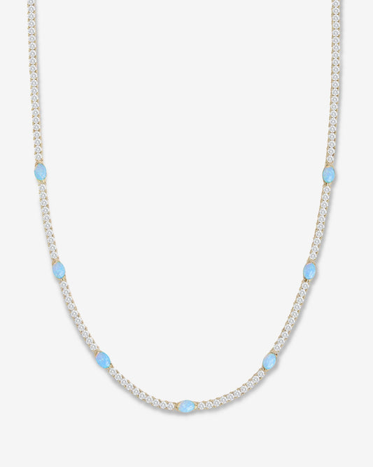 The Maven Tennis Necklace 3mm - Gold|Blue Opal