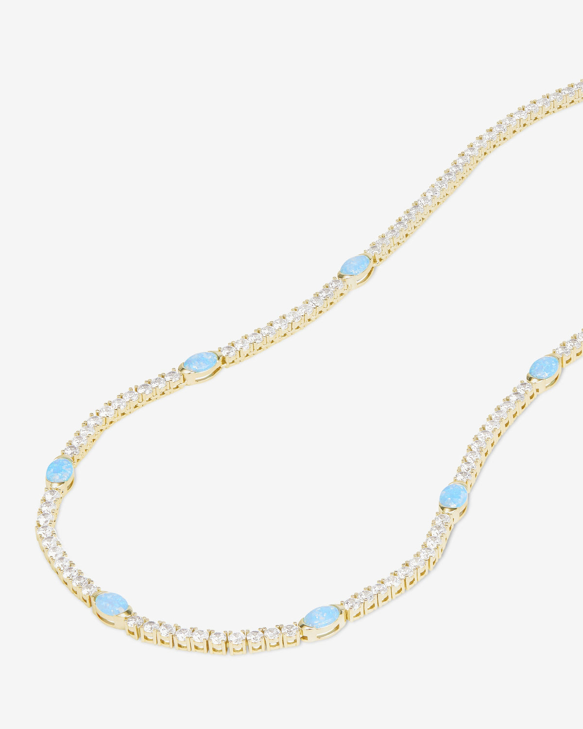 The Maven Tennis Necklace 3mm - Gold|Blue Opal
