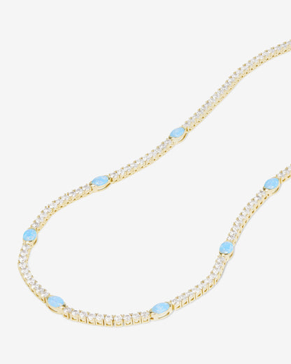 The Maven Tennis Necklace 3mm - Gold|Blue Opal