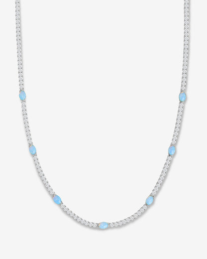 The Maven Tennis Necklace 3mm - Silver|Blue Opal