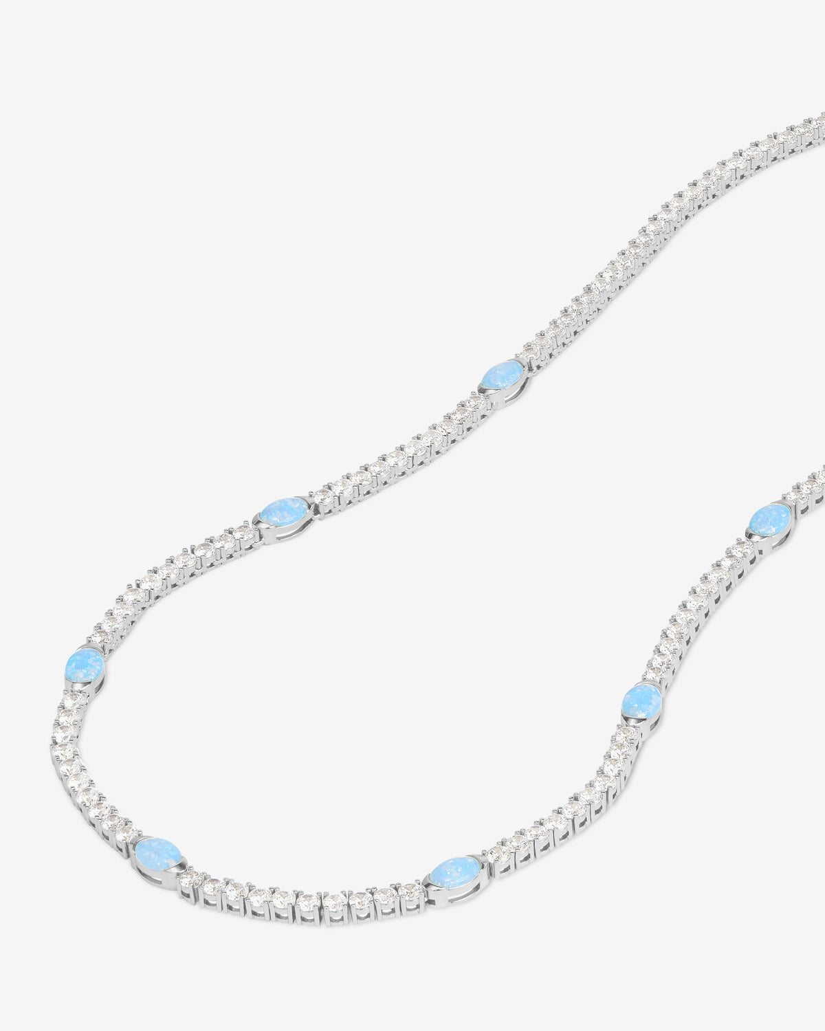 The Maven Tennis Necklace 3mm - Silver|Blue Opal