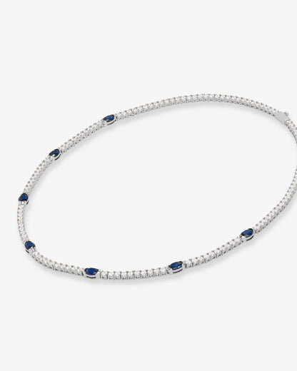 The Maven Tennis Necklace 3mm - Silver|Blue Sapphire