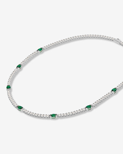 The Maven Tennis Necklace 3mm - Silver|Emerald