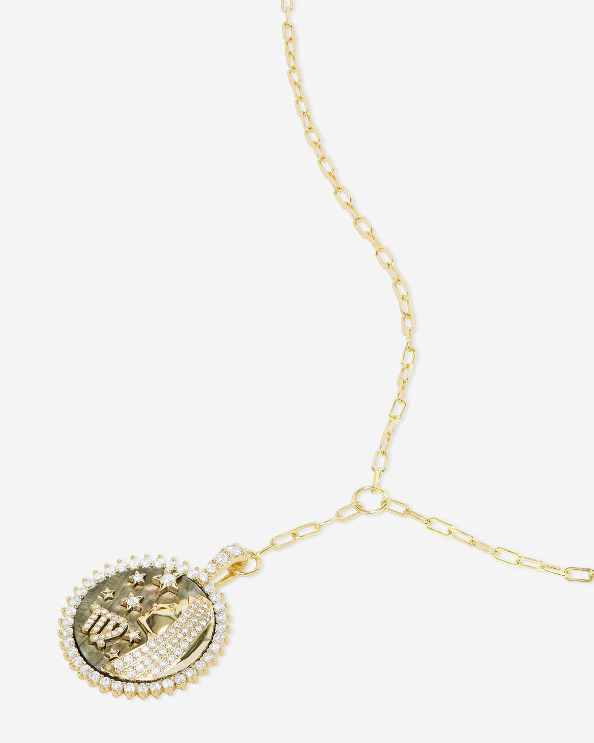 Zodiac Medallion Necklace - Gold|White Diamondettes