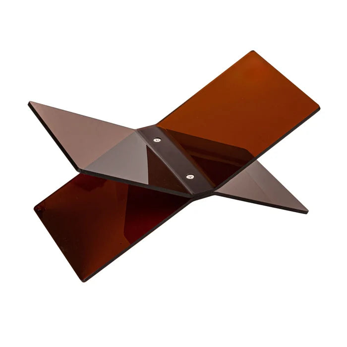 Foldable brown acrylic book holder with a sleek and modern design for hands-free reading or display.