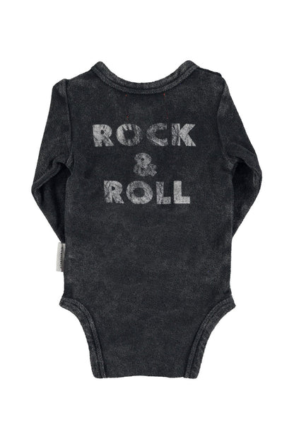 Baby LS Body in Faded Black w/ "Rock & Roll" Print