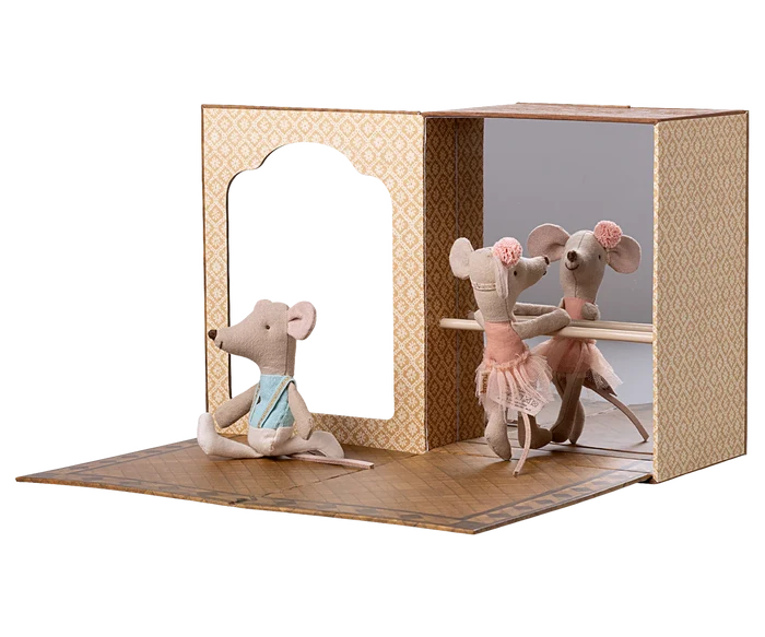 Ballet mice in dance studio, Little sister and brother
