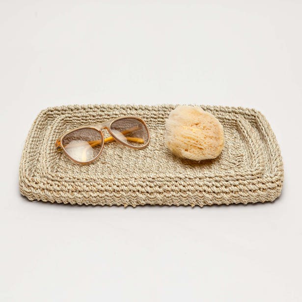 Trays: Set of 2 / Bleached Natural Abaca Fiber