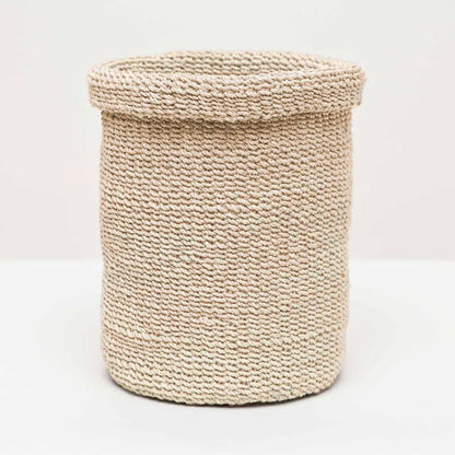 Round Wastebasket / Bleached Natural Abaca Fiber